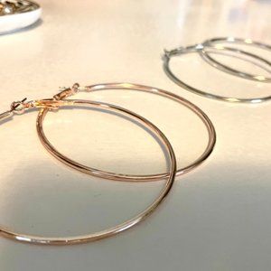 Set of Silver and Gold Hoops